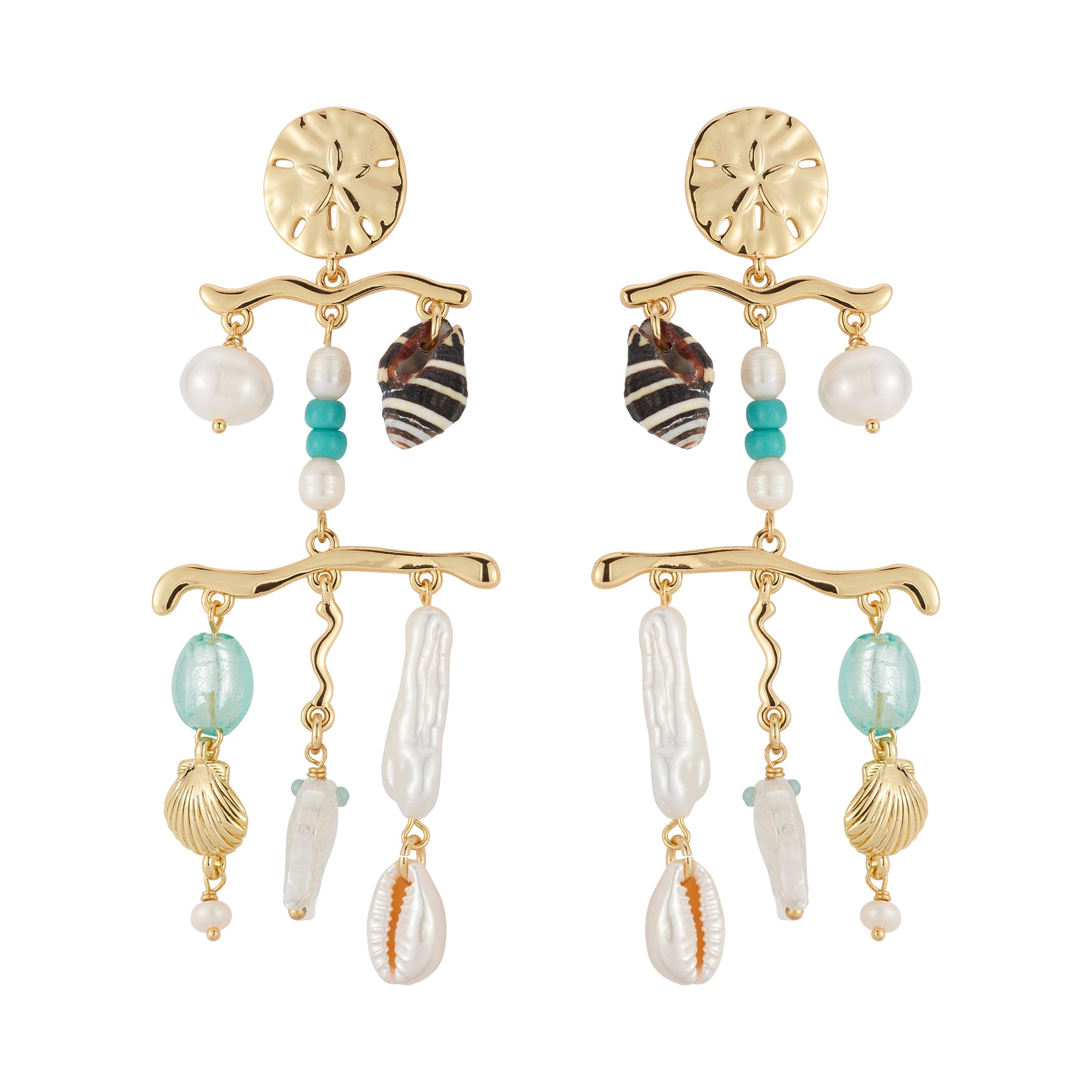 Charm Chandelier Drop Earrings on Flat White Background