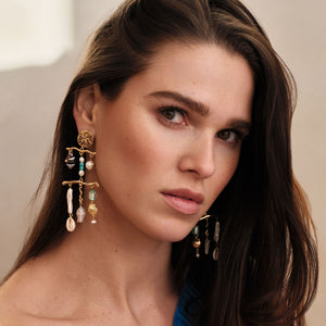 Charm Chandelier Drop Earrings Styled on Model