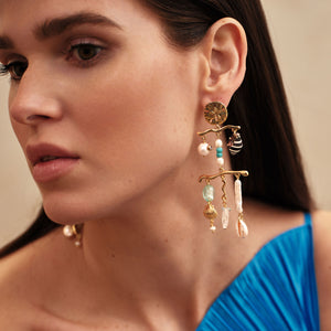 Charm Chandelier Drop Earrings Styled on Model