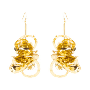 Gold Sequin Drop Earrings on White Background