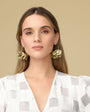 Gold Sequin Cluster Hoops Styled on Model
