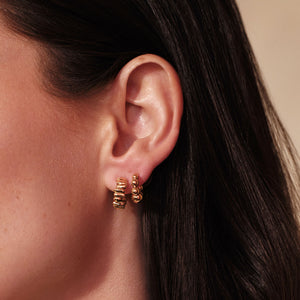 Petite Gold Hoop Set on Model's Ear