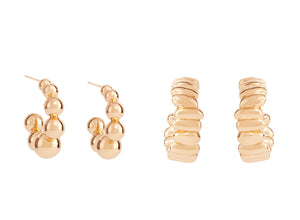 Petite Gold Hoop Set on Flat White Background