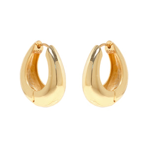 Gold Hoop Earrings on Flat White Background