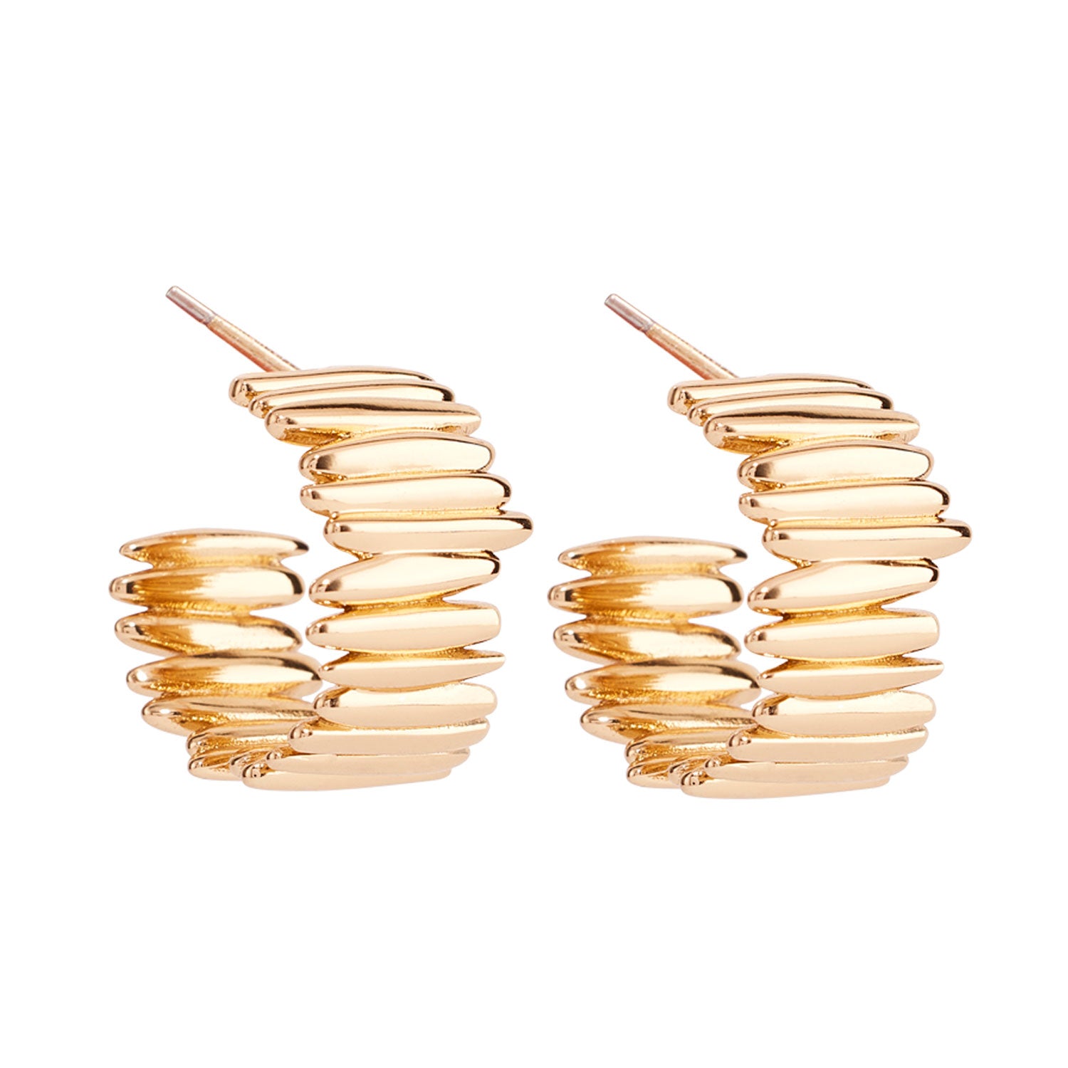 Gold Hoop Earrings on Flat White Background