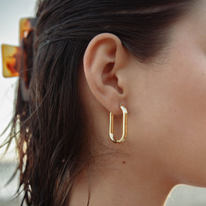 Gold Hoop Earrings Styled on Model