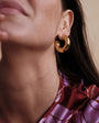 Gold Hoop Earrings Styled on Model