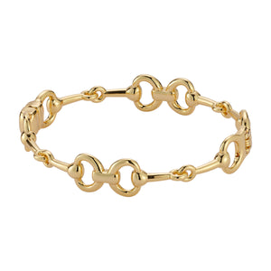 Gold Horse Bit Chain Bracelet on Flat White Background