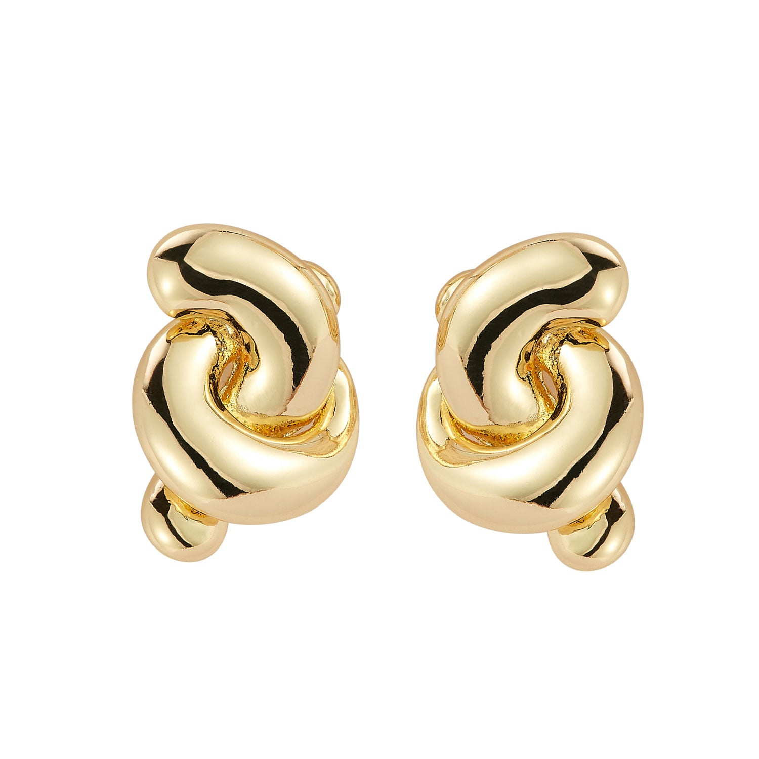 Gold Knotted Stud Earrings on Flat White Background