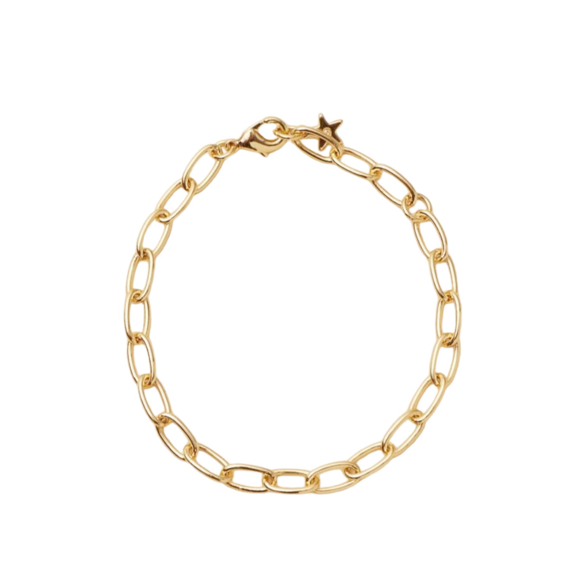 Gold Chain Bracelet on Flat White Background