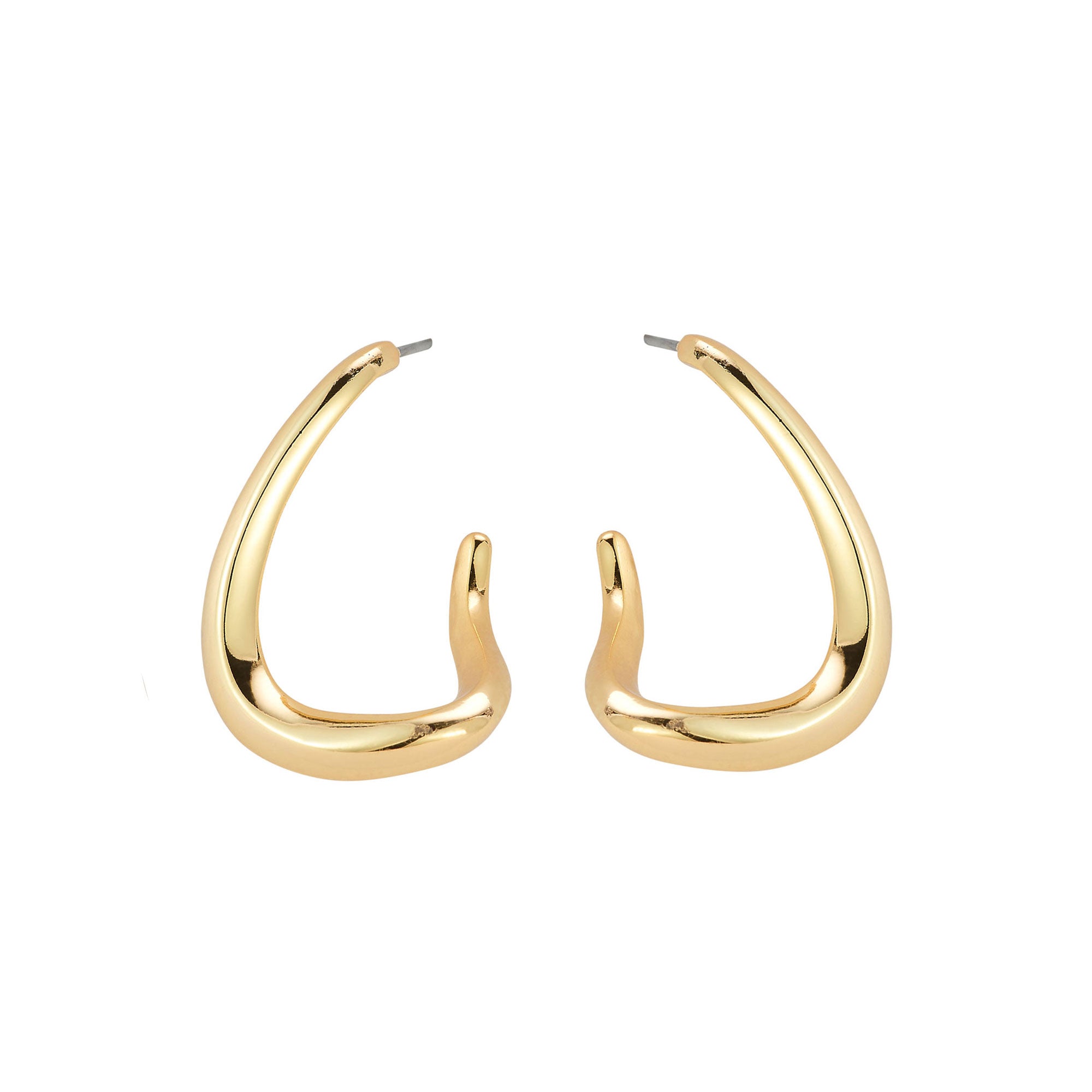 Gold Hoop Earrings on Flat White Background