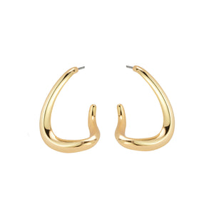 Gold Hoop Earrings on Flat White Background