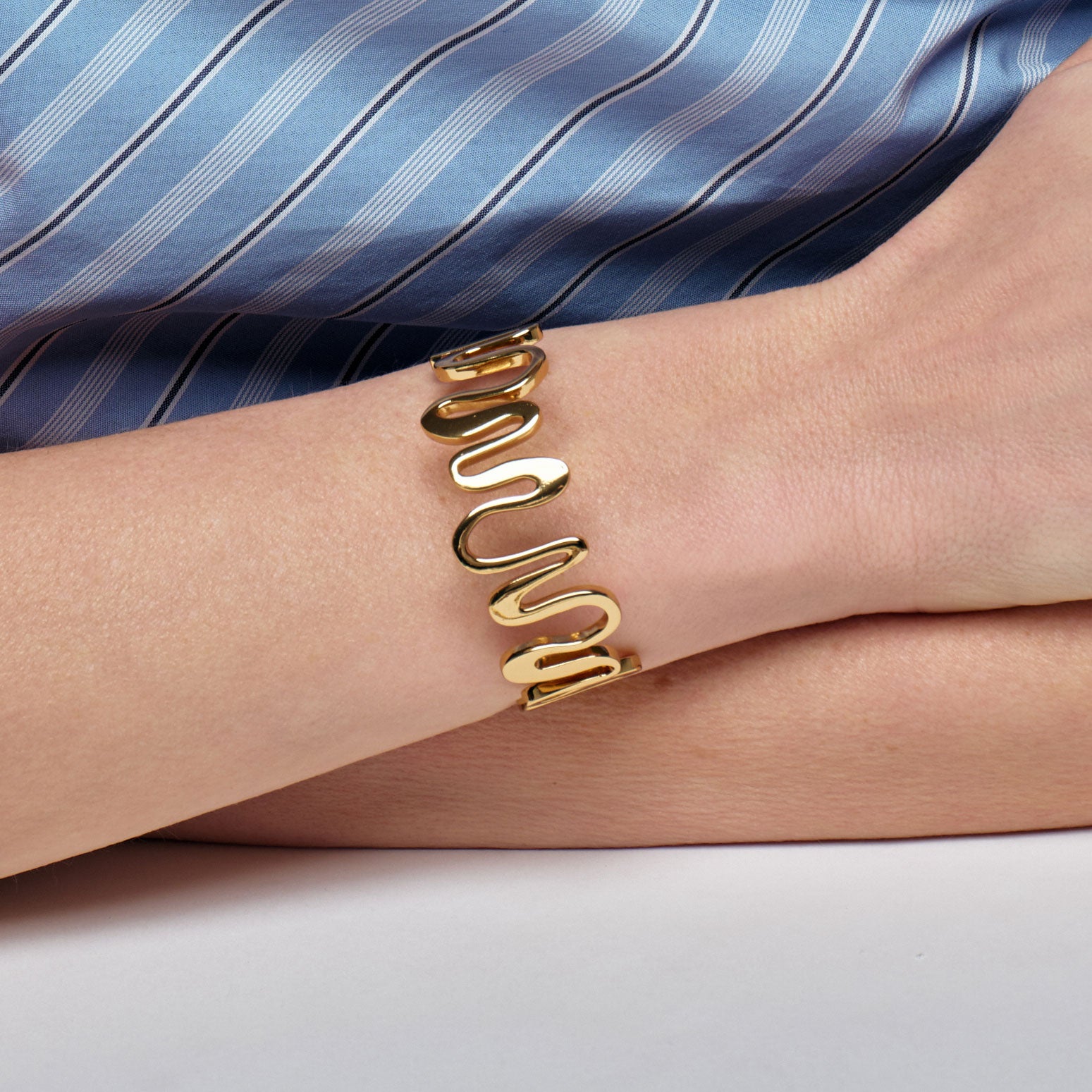 Gold Cuff Bracelet Styled on Model