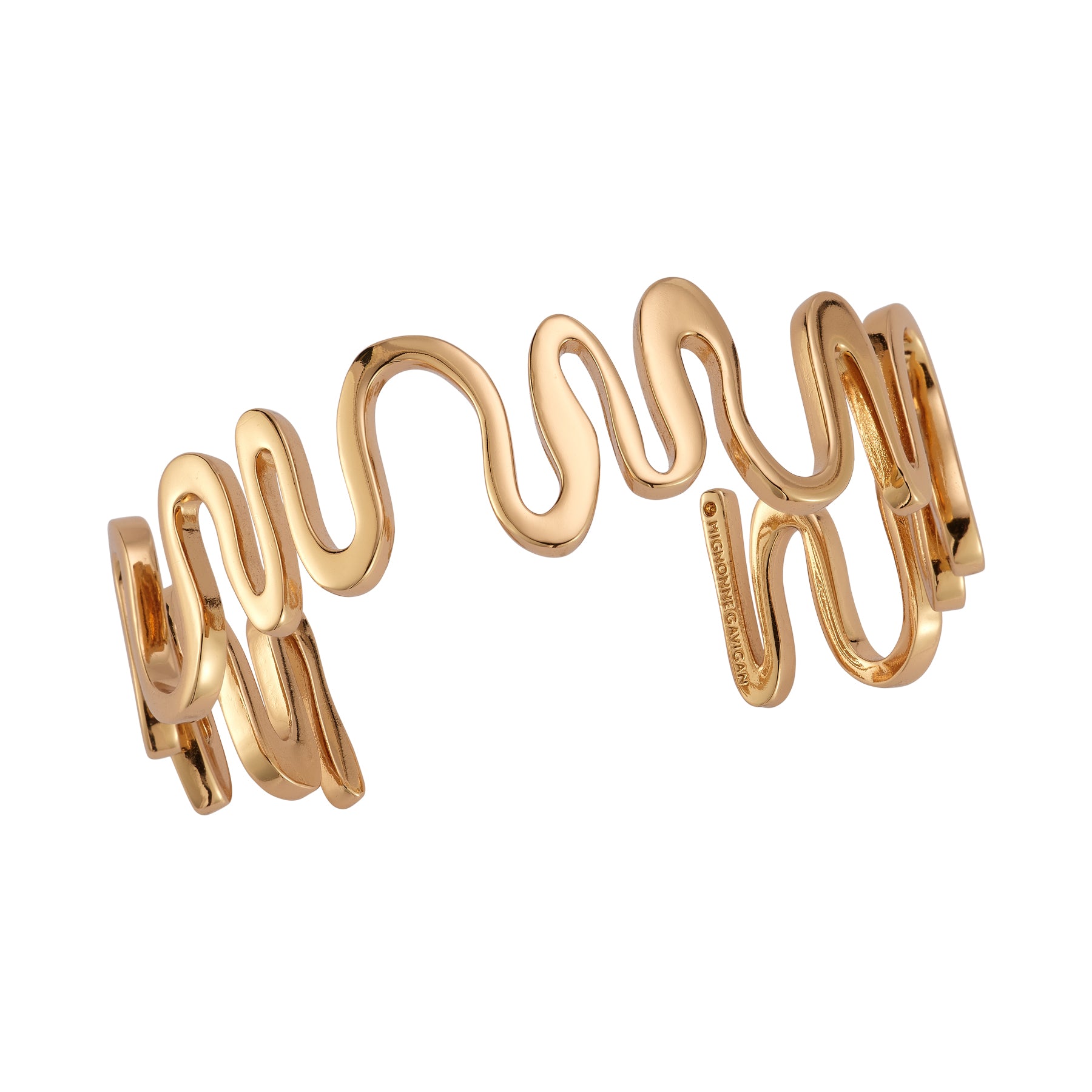 Gold Cuff Bracelet on Flat White Background