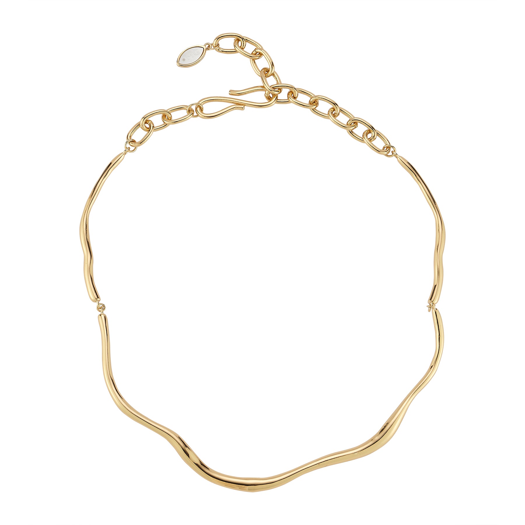 Gold Necklace on White Background