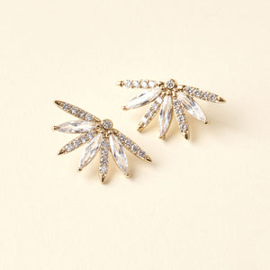 Crystal Stud Earrings Staged on Cream Background