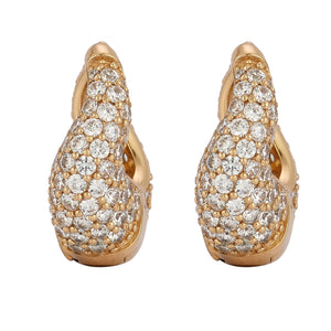 Gold and Crystal Hoop Earrings on Flat White Background