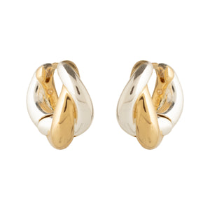 Gold and Silver Hoop Earrings on White Background