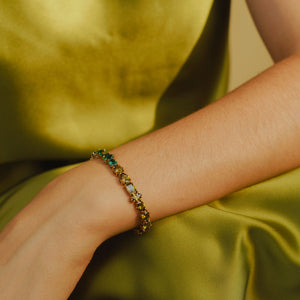 Green Crystal Tennis Bracelet Styled on Model