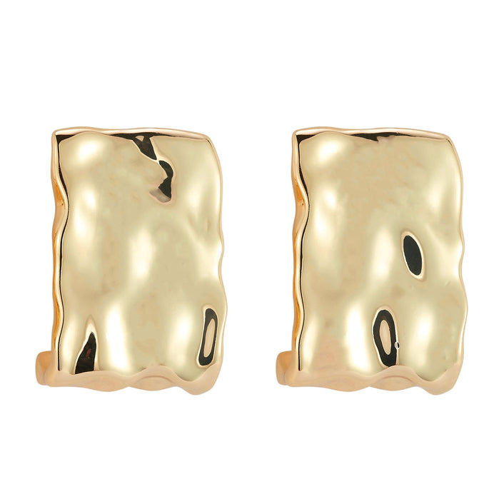 Hammered Gold Stud Earrings on Flat White Background
