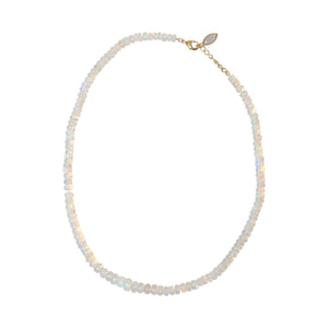 Iridescent Opal Strand Necklace On Flat White Background