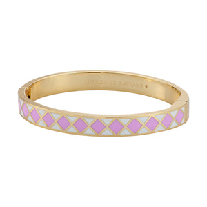 Pink and Grey Enamel Bangle Bracelet on Flat White Background