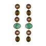 Semi Precious Stone and crystal drop earrings against a white background