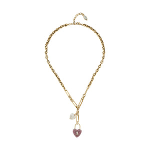 Love Story Charm Necklace Pink