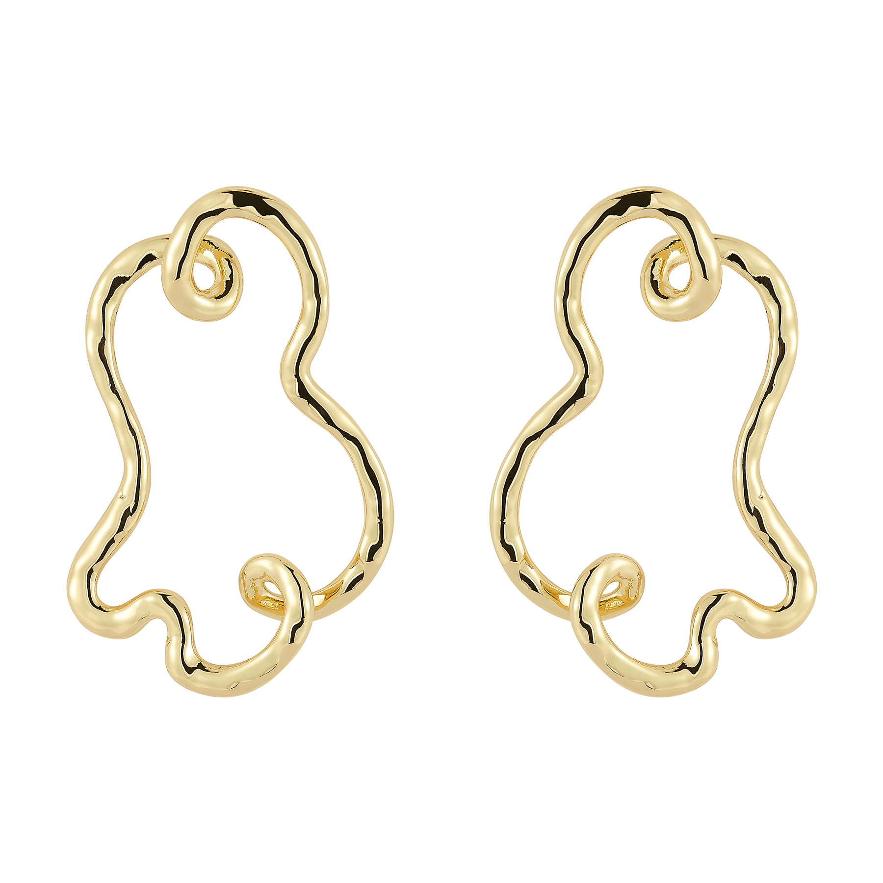Gold hoop earrings on a white background