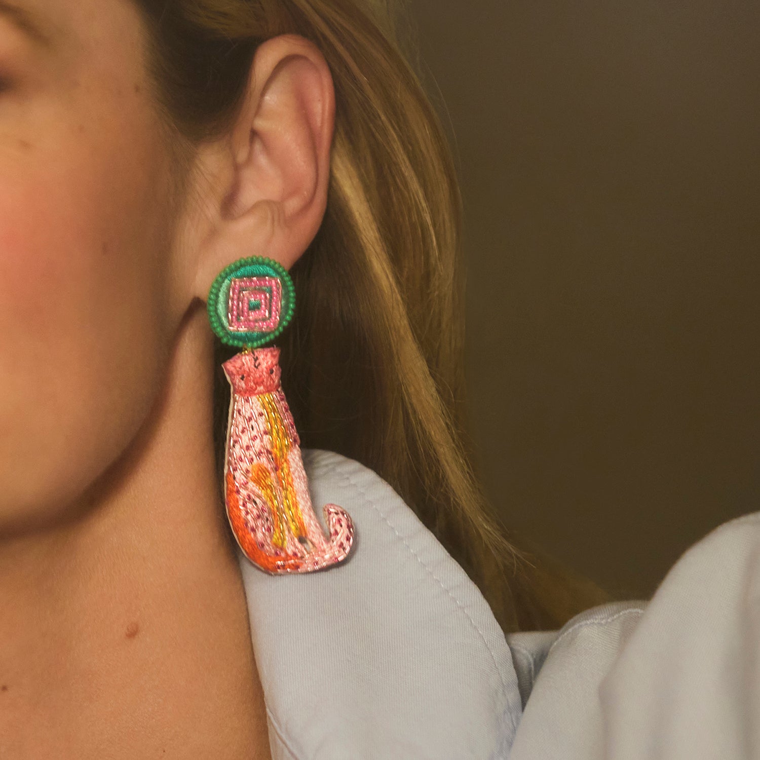 Model Wearing Sirena Earrings