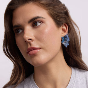 Blue Wing Stud Earrings on Model