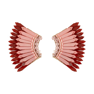 Metallic Pink Sequin Wing Earrings on White