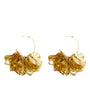 Pair of gold earrings on a white background