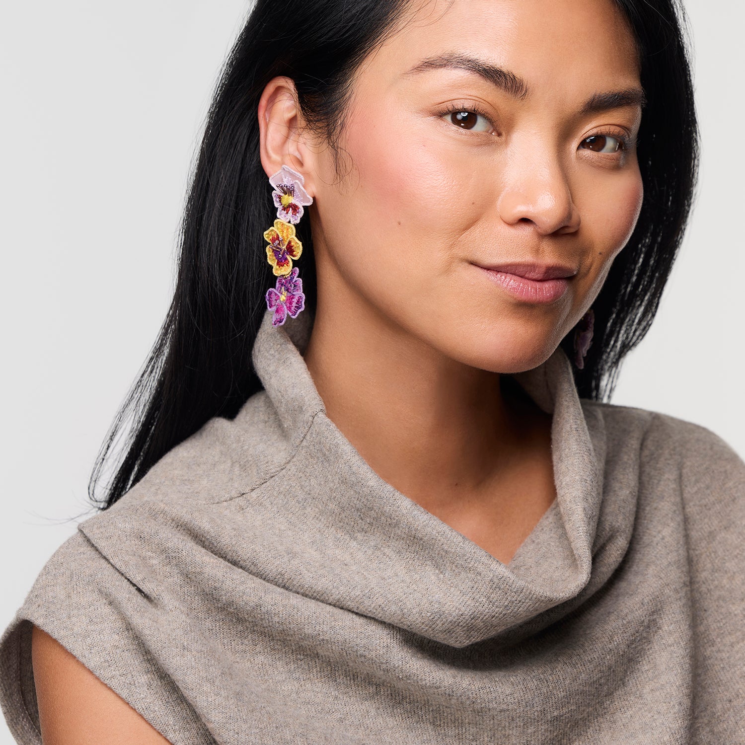  Model Wearing Sofia Earrings