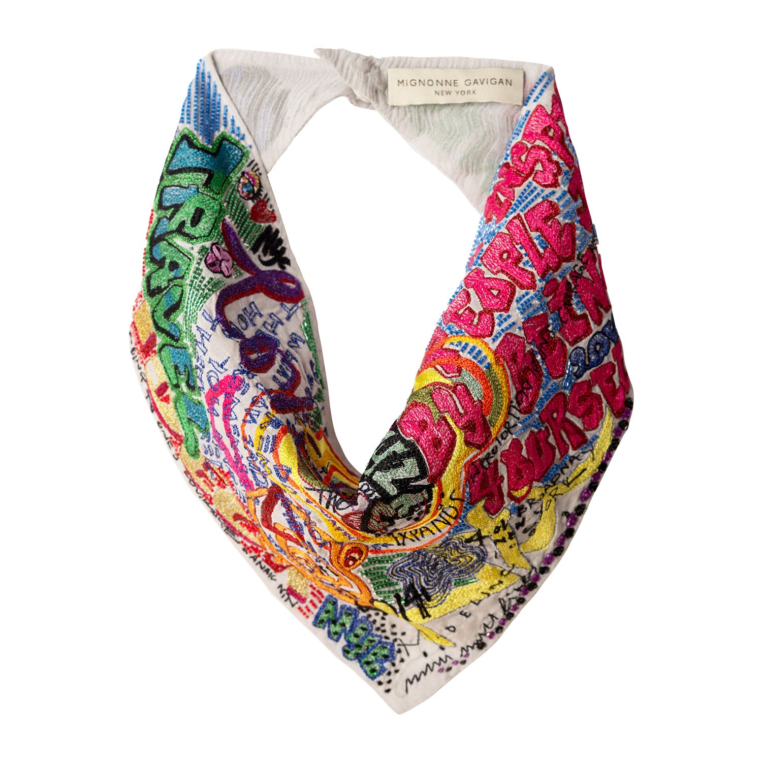 Multi-Colored Graffiti Bandana on Flat White Background