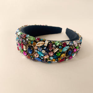 Multi-Colored Crystal Headband on Tan Background