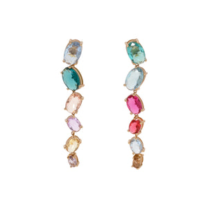 Rainbow Crystal Earrings on White Background