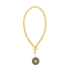 Zodiac Charm Necklace Black Gold