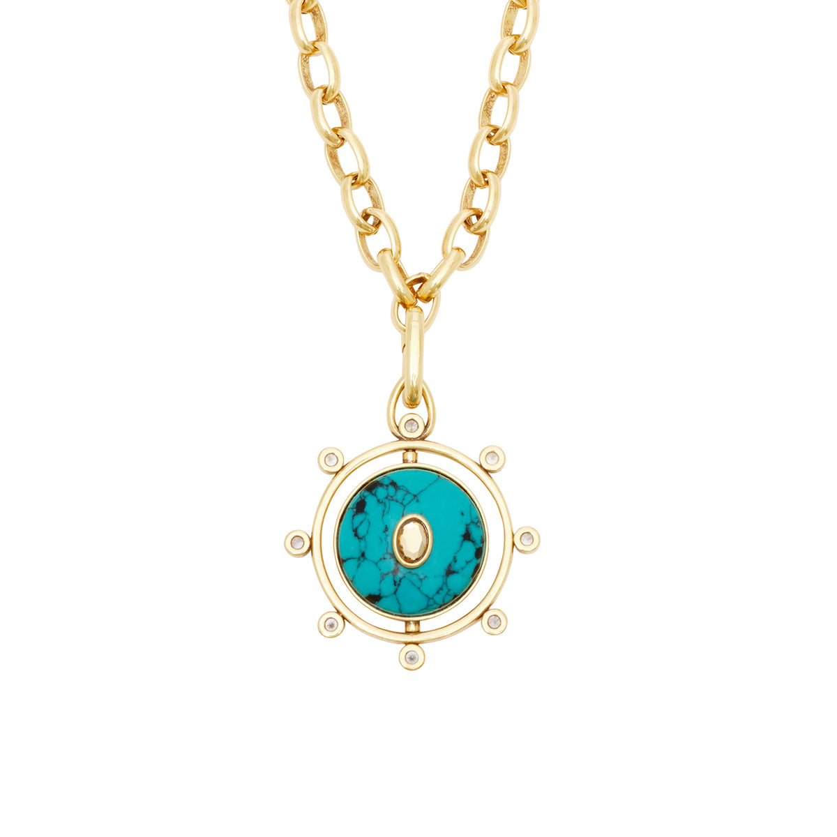 Louise Charm Necklace Turquoise – Turquoise Globe Charm Necklace