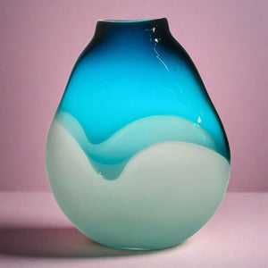 Bow Glass Dew Drop Vase Blues
