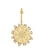Odyssey Charm with gold compass pendant with diamond accents on a white background