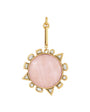 Gold pendant with a pink stone on a white background