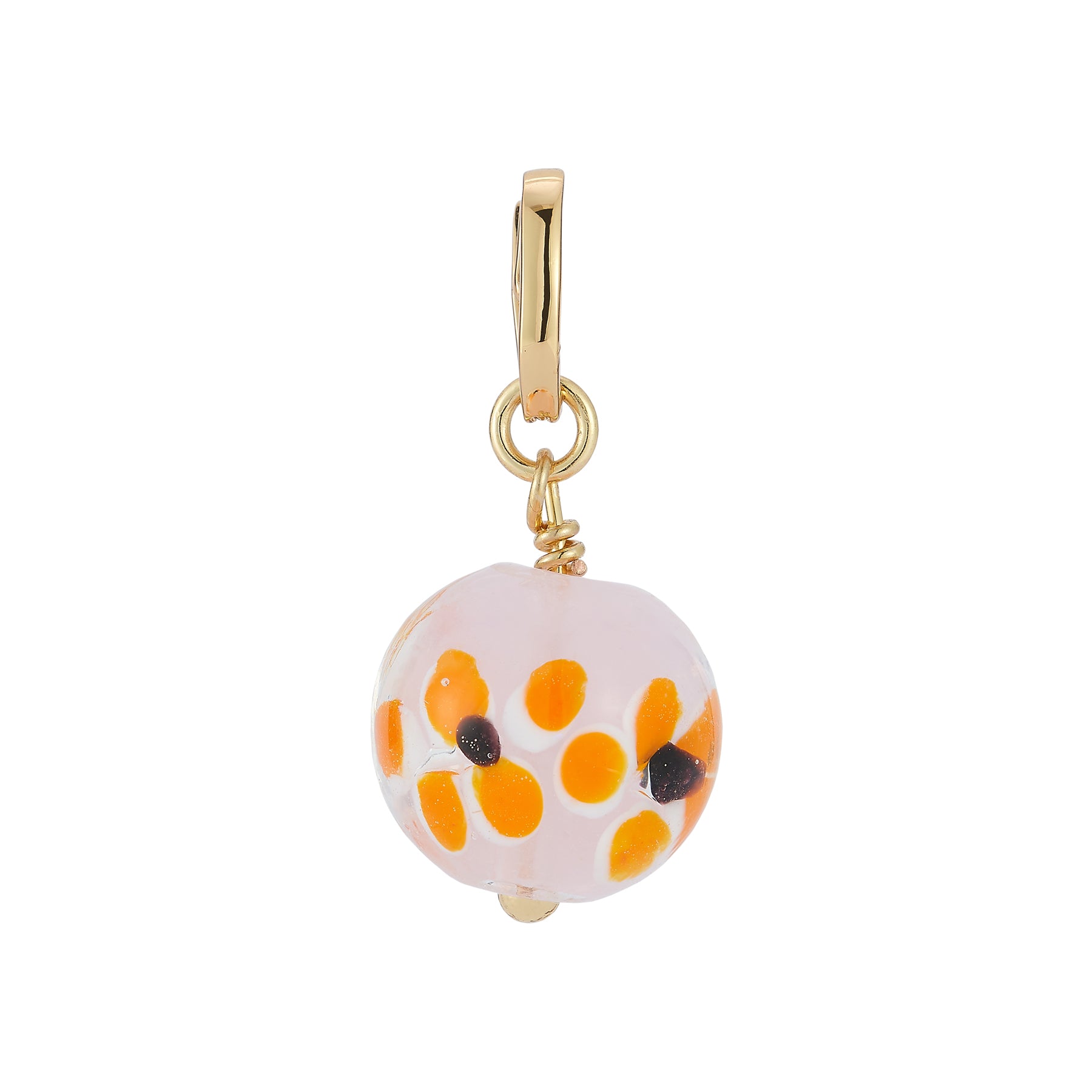 Orange and Pink Painted Flowers Charm on Flat White Background