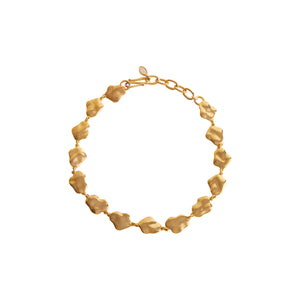 Hammered Gold Chain Necklace on Flat White Background