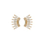 Gold and clear wing-shaped earrings on a white background