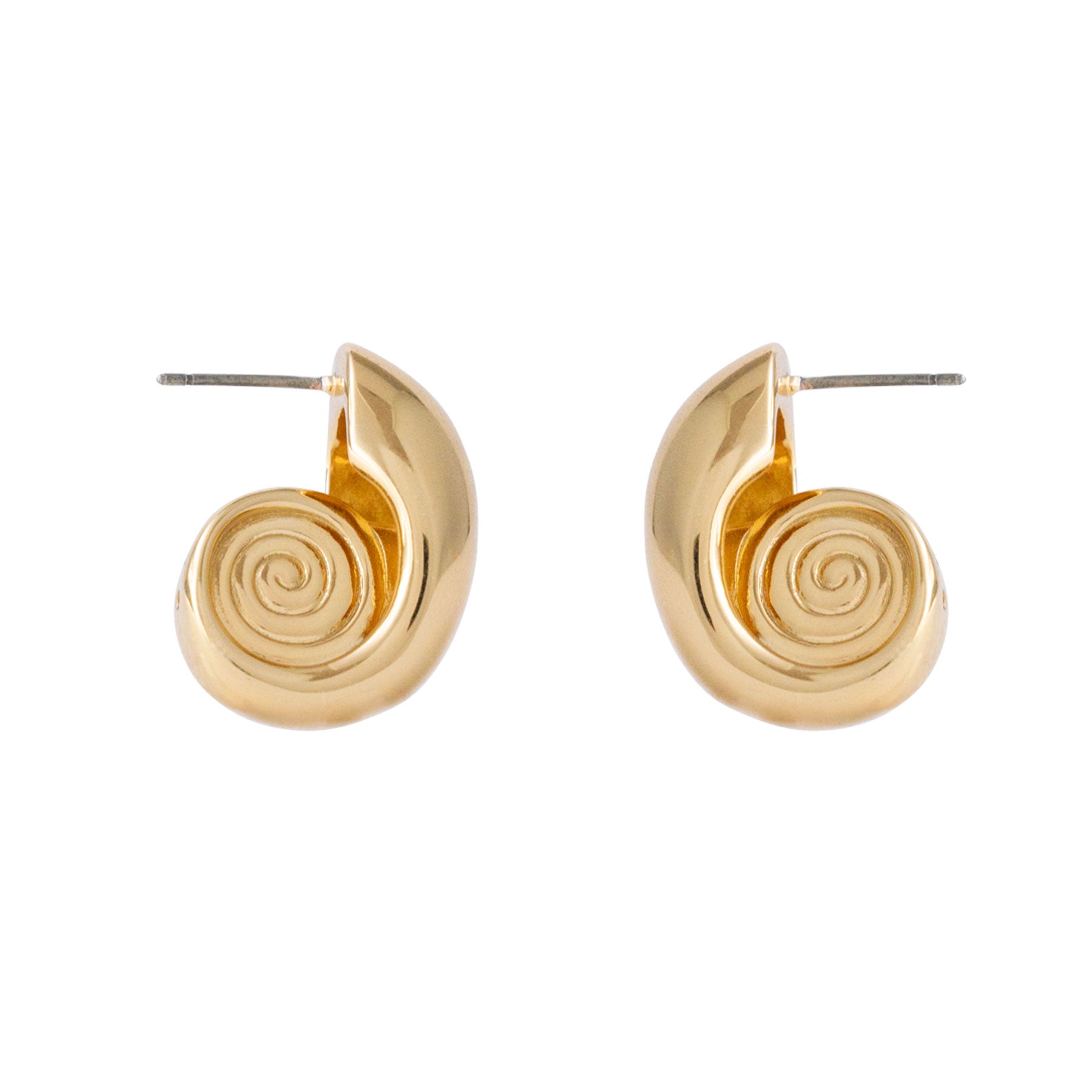 Gold shell-shaped hoop earrings