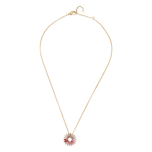 Pink Crystal Pendant Necklace on Flat White Background