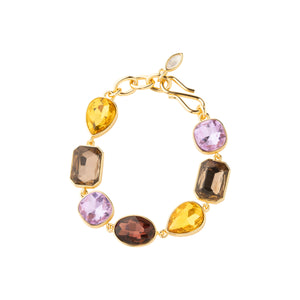 Multi-Colored Crystal Chain Bracelet On Flat White Background