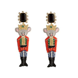 Rat King Nutcracker Drop Earrings on Flat White Background