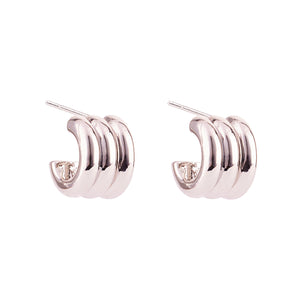 Silver Hoop Earrings on White Background